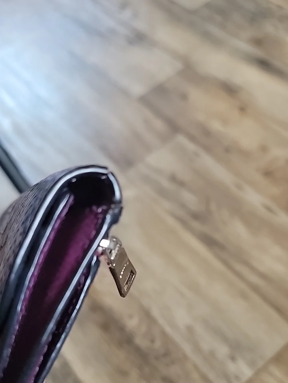 Coach Plum Leather Continental Wallet with Python-Print Envelope Style